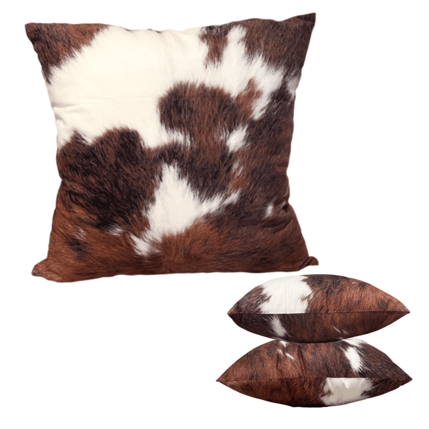 Faux Cowhide Pillow Cover, Cow Print Pillow, Brown Auburn & Off White Cow Print