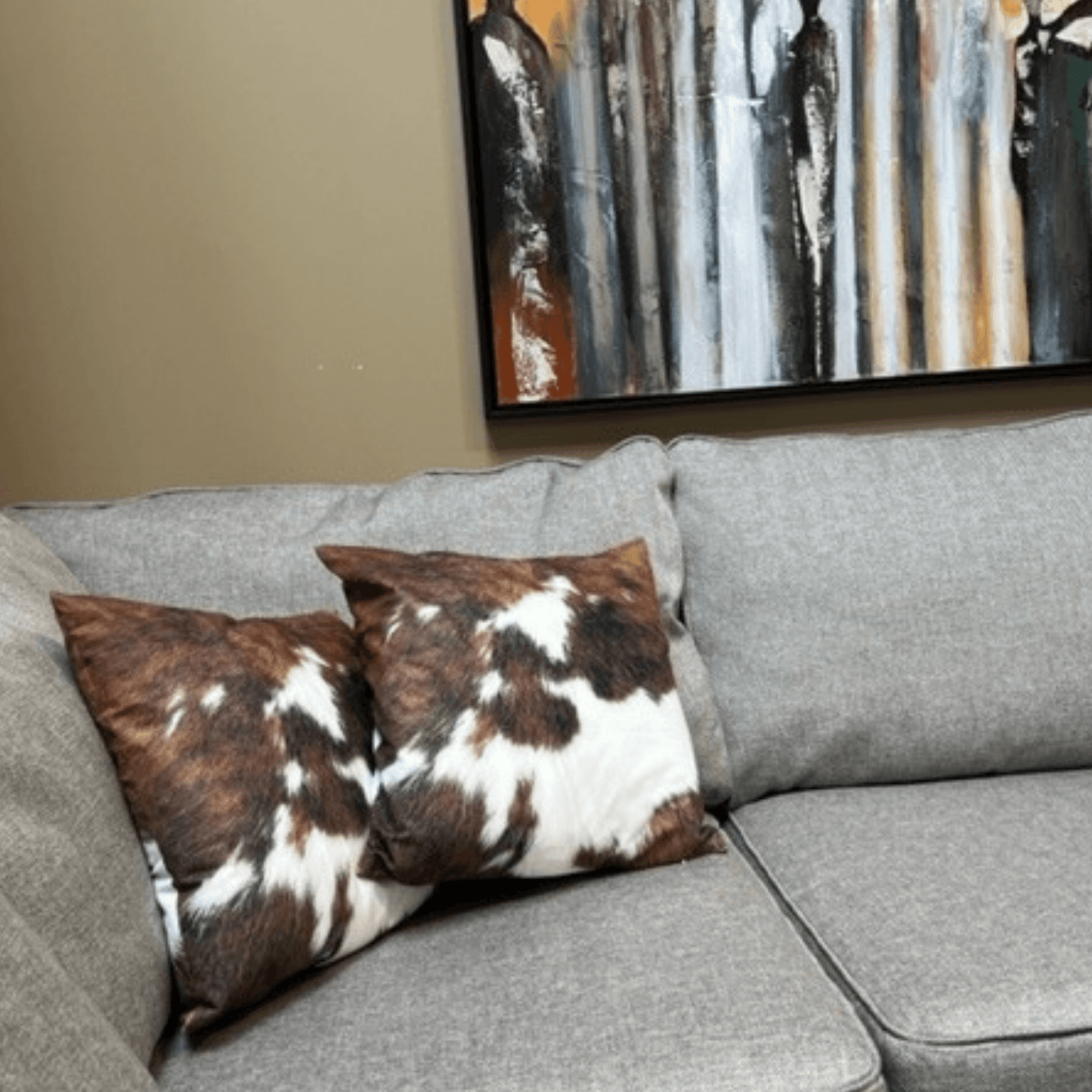 Faux Cowhide Pillow Cover, Cow Print Pillow, Brown Auburn & Off White Cow Print