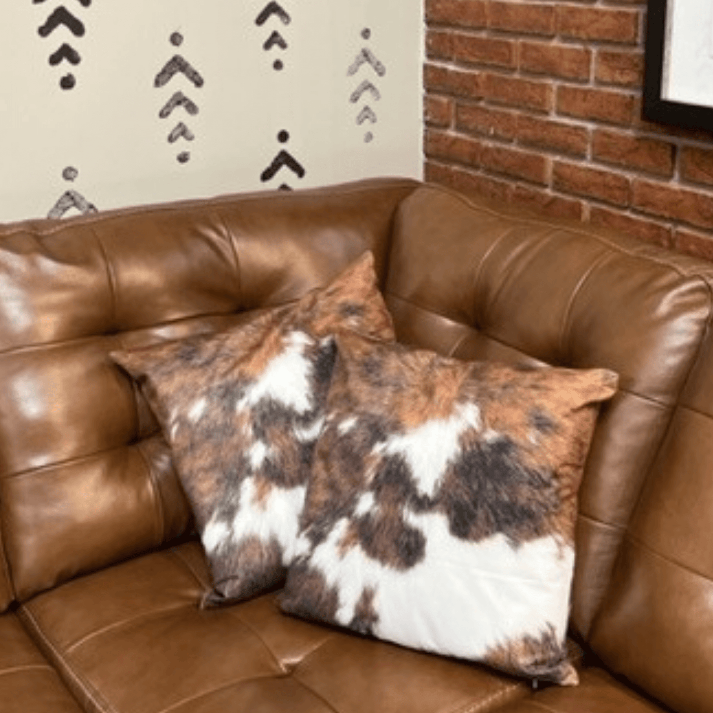 Faux Cowhide Pillow Cover, Cow Print Pillow, Brown Auburn & Off White Cow Print