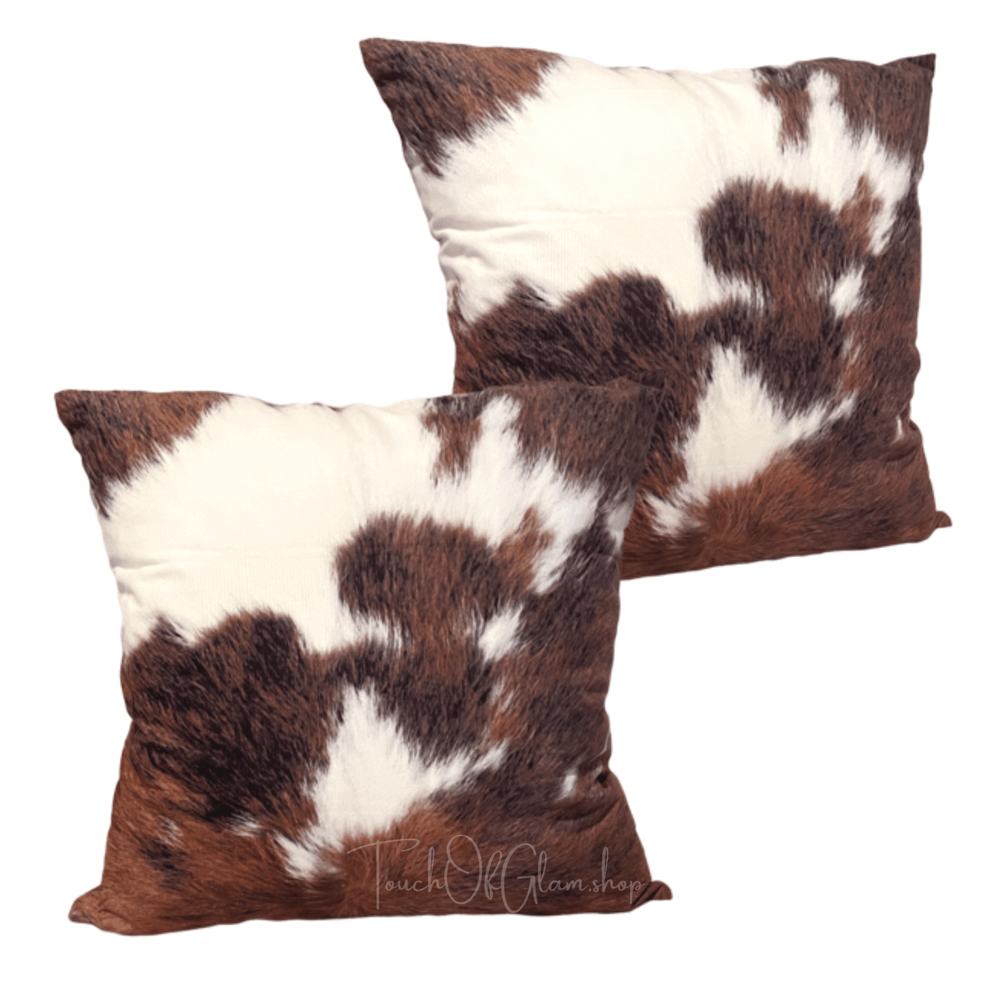 Faux Cowhide Pillow Cover, Cow Print Pillow, Brown Auburn & Off White Cow Print