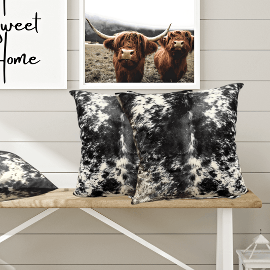 Faux Cowhide Pillow Cover, Cow Print Pillow, Black & Grey Cowhide