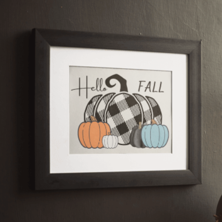 Printable Fall Wall Art, Fall Home Decor, Buffalo Plaid Pumpkin, Digital Download Art