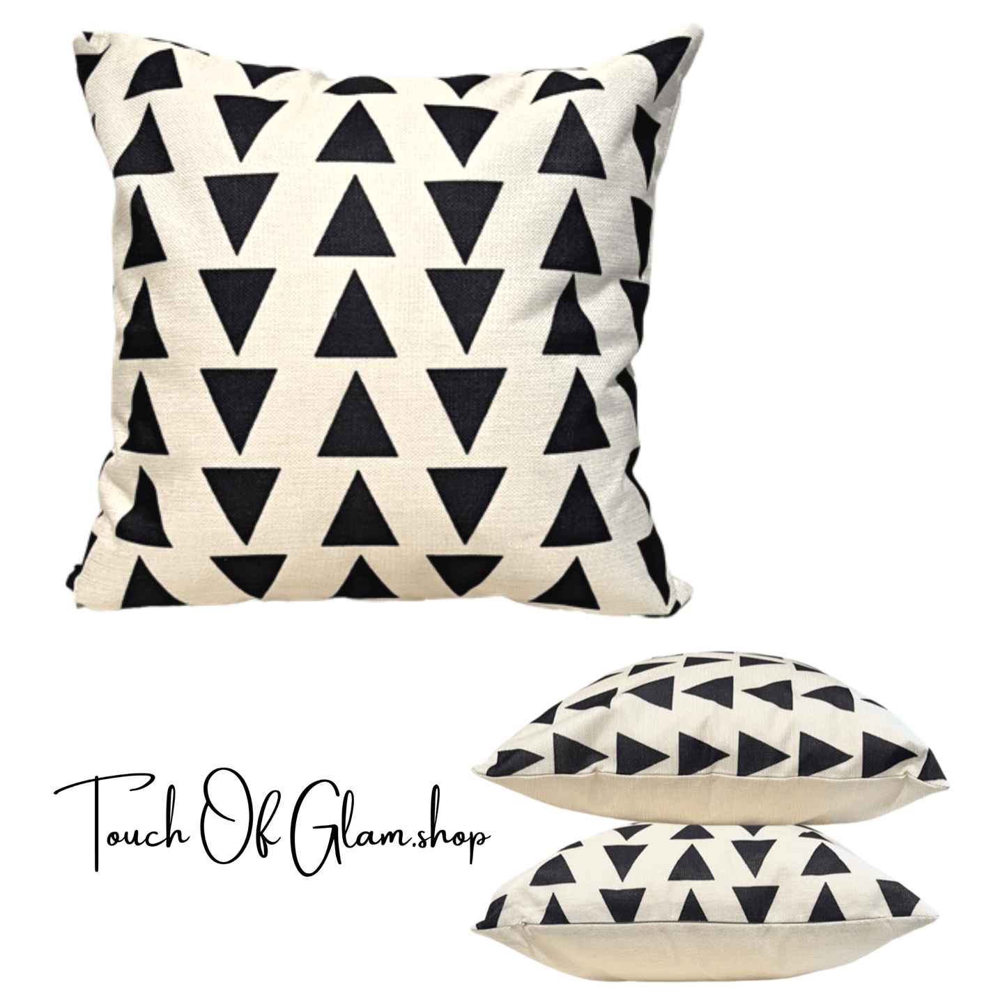 Throw Pillow: Triangles, Off-White Tweed Collection