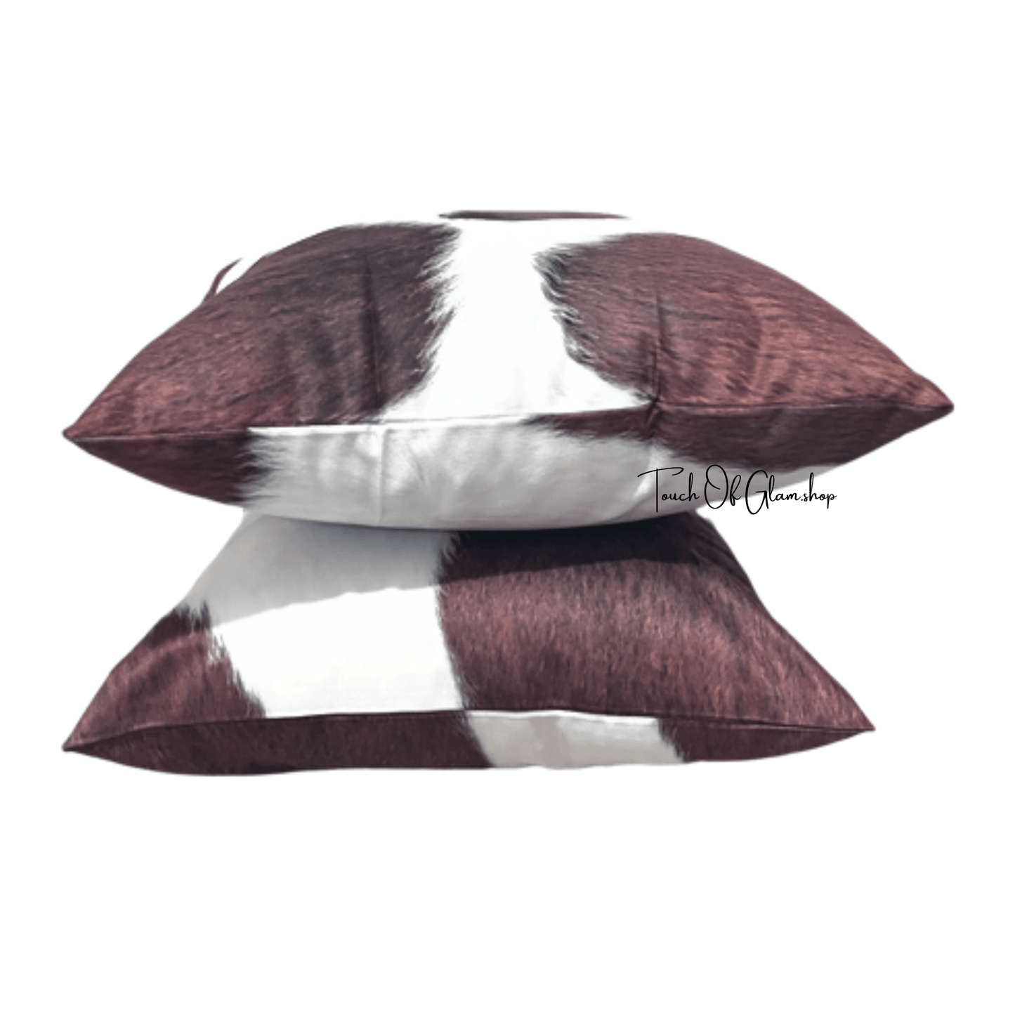 Wholesale Throw Pillow Covers, Faux Cowhide, Brown & White - Circle marking