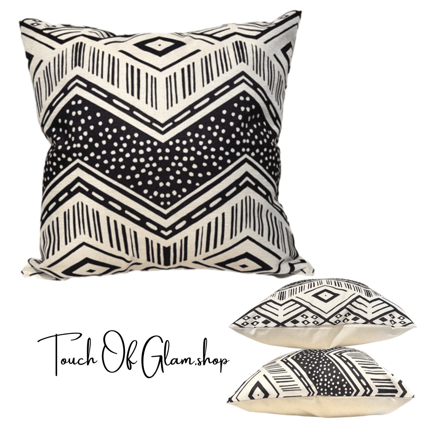 Throw Pillow: Boho-Tribal Bold, Off-White Collection