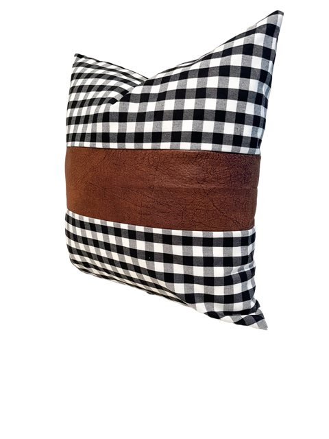 Wholesale Throw Pillow Cover: Buffalo Plaid & Faux Leather