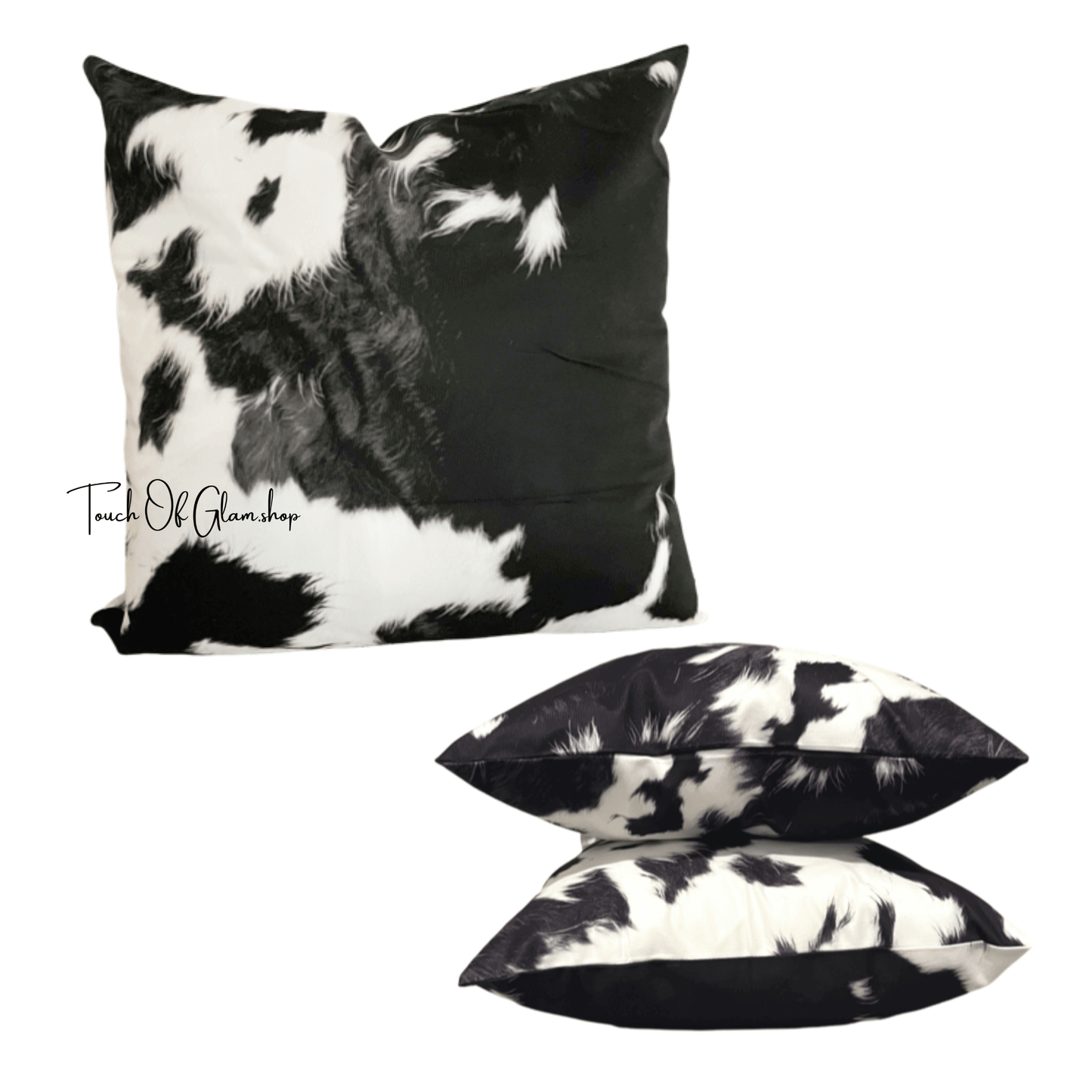 Wholesale Throw Pillow Covers, Faux Cowhide, Black & White