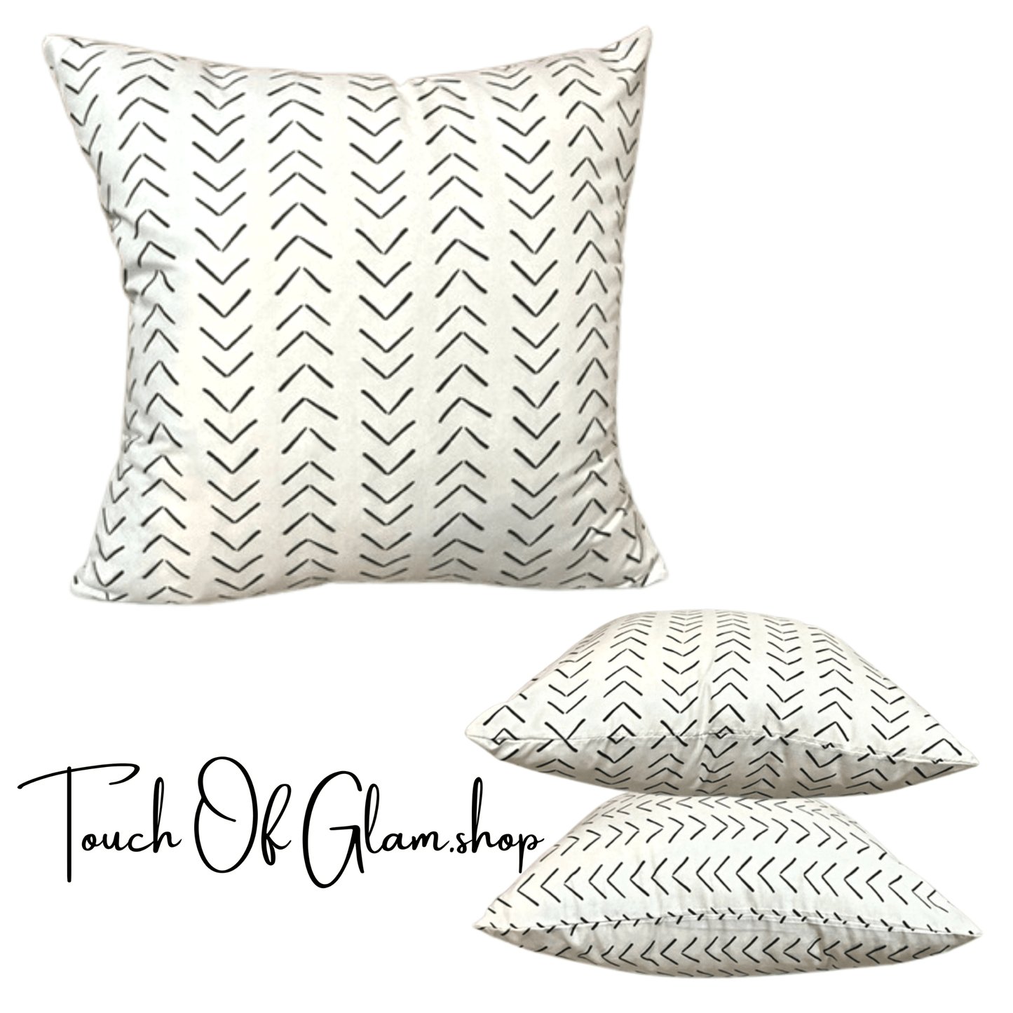 Throw Pillow Cover: White Southwest Boho-Tribal Simple Print