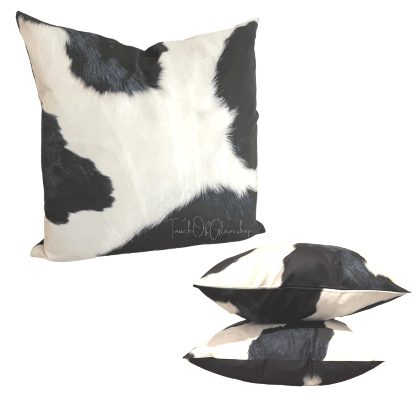 Wholesale Throw Pillow Covers, Faux Cowhide, Black & White - 4 Spots
