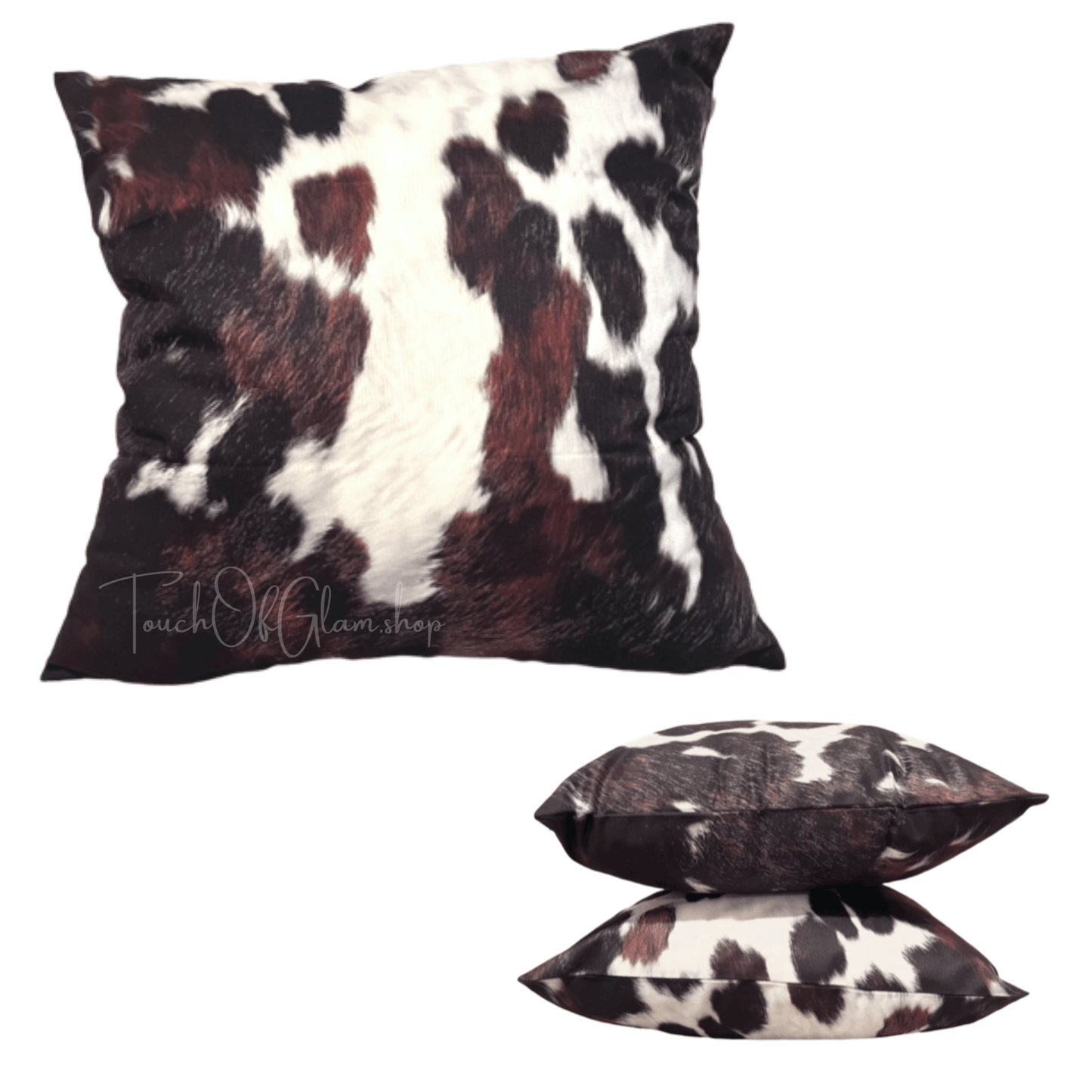 Wholesale Throw Pillow Covers, Faux Cowhide, Black & Brown