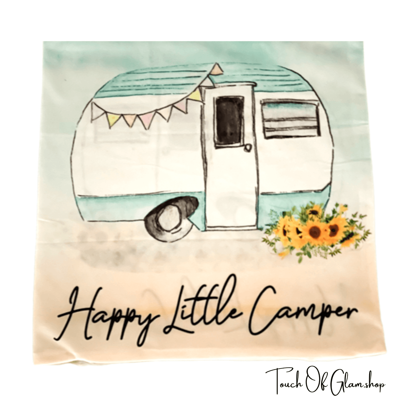 Wholesale Throw Pillow: Happy Little Camper 18" x 18"