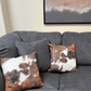 Wholesale Throw Pillow Covers Faux Cowhide Brown, Auburn & Off White