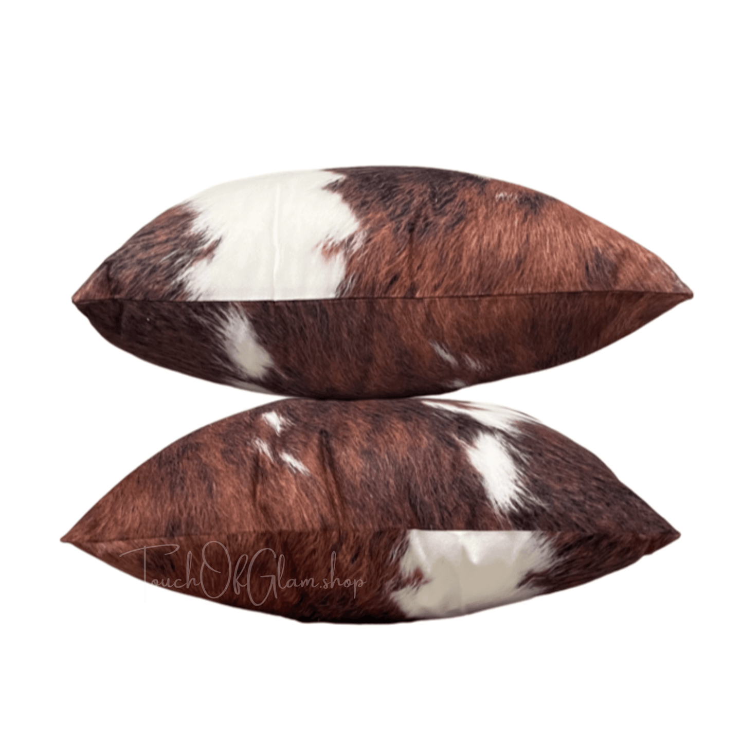 Wholesale Throw Pillow Covers Faux Cowhide Brown, Auburn & Off White